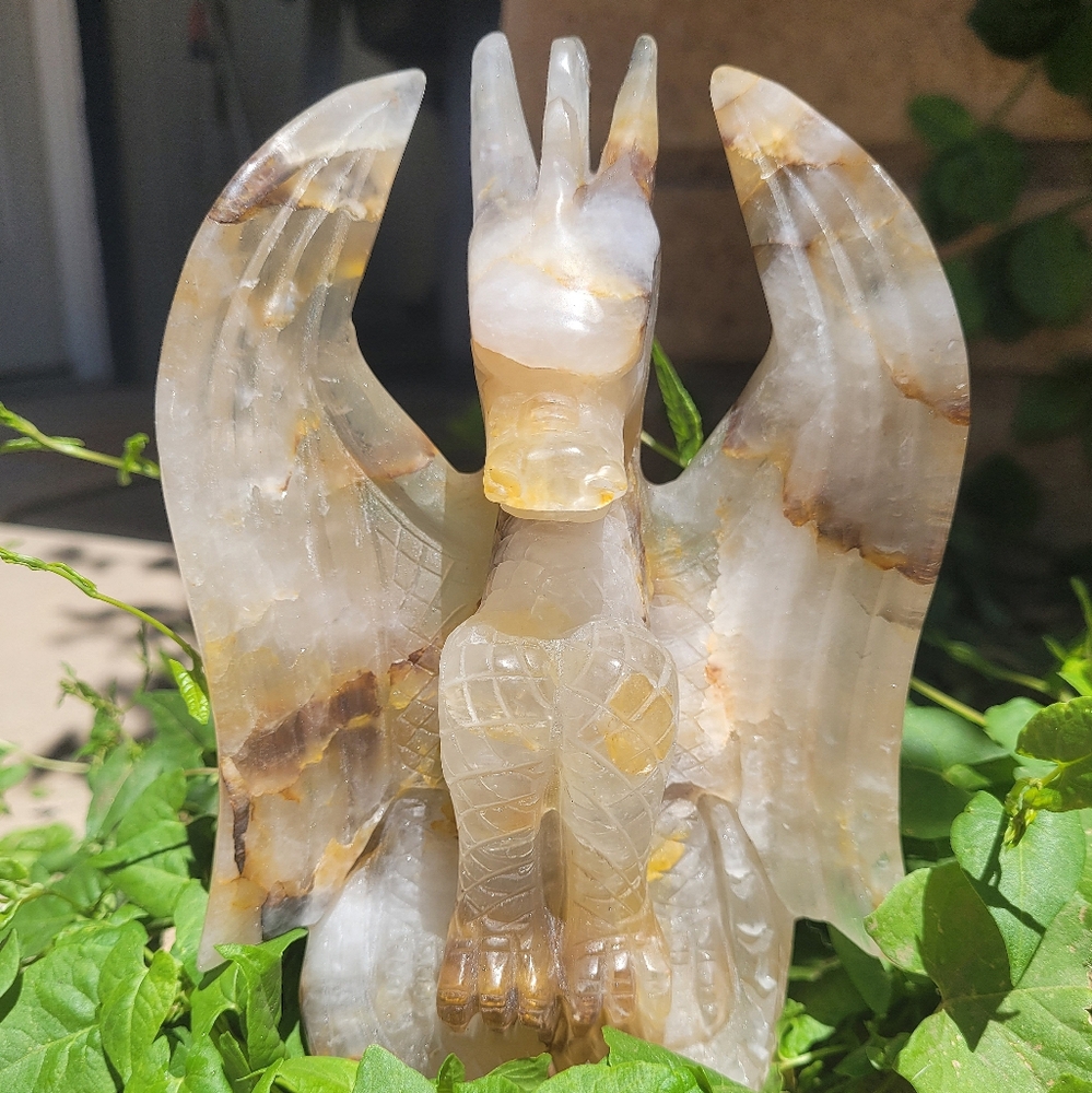 Stunning Golden Healer Dragon Carved Figurine